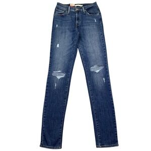 Levi's 721 High Rise Skinny Jeans Sz 26 Fits 25" Distressed Denim Women NWT